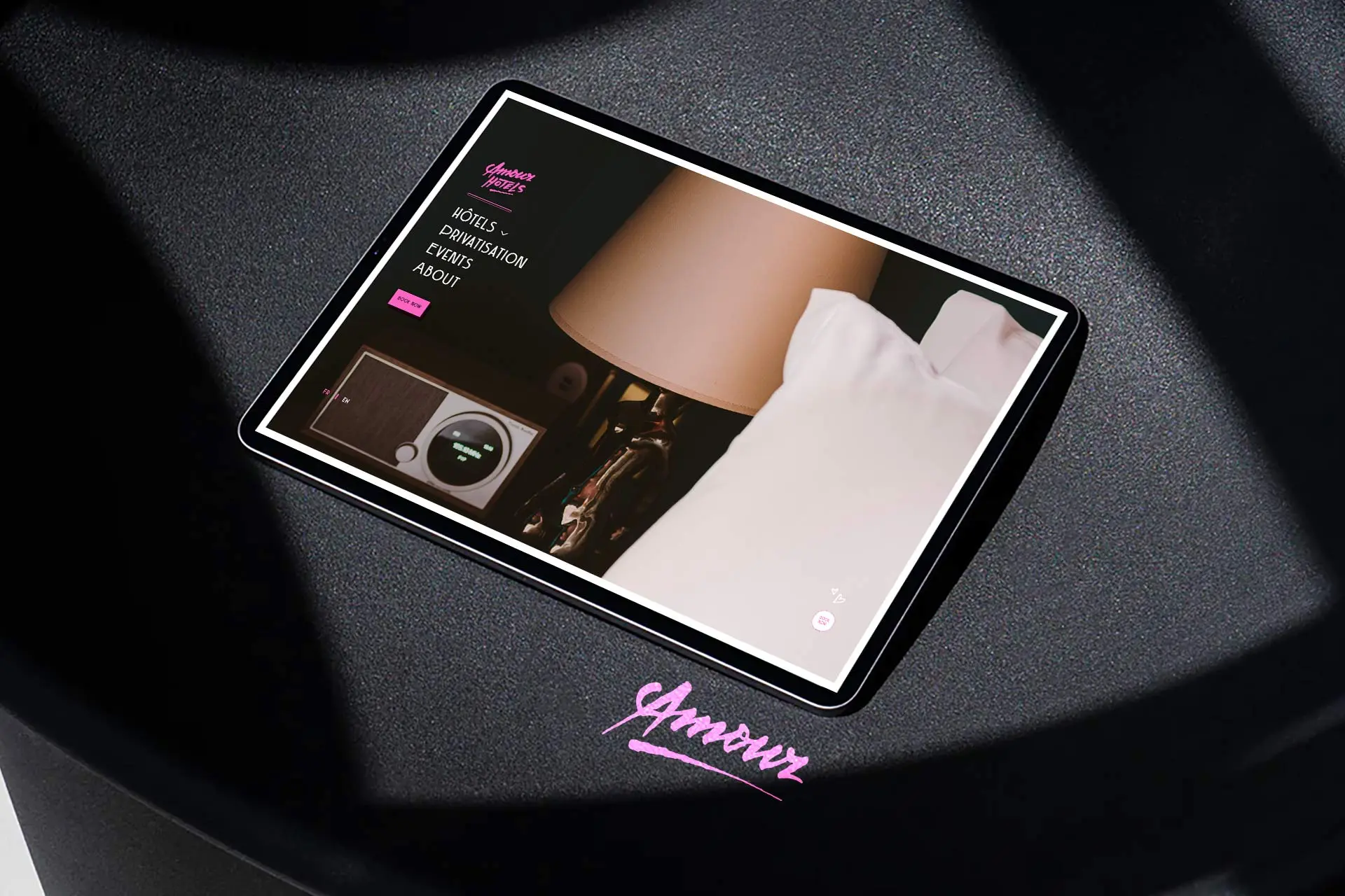 Amour H. Branding, direction artistique de la marque et webdesign sur Figma.