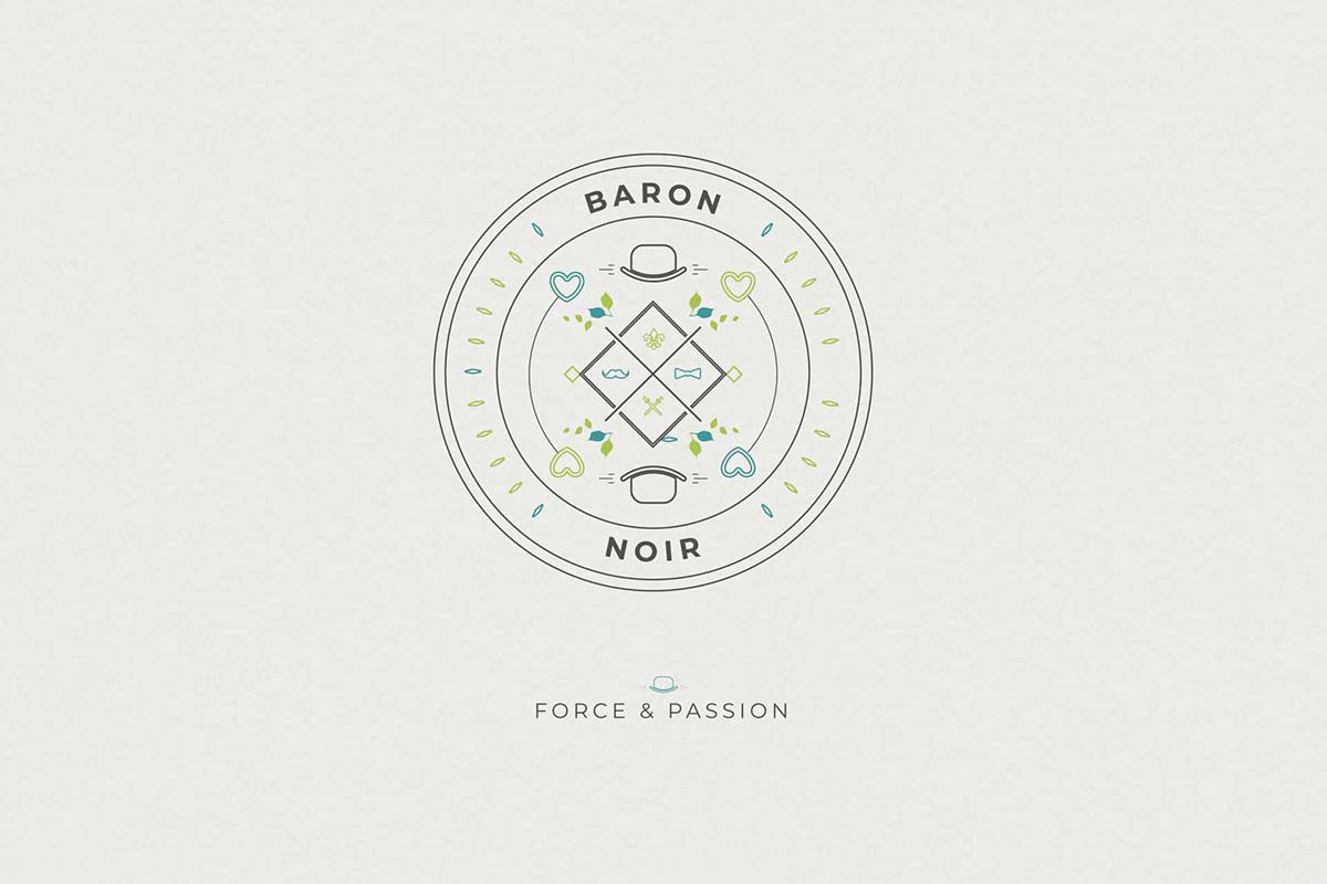 Réalisation de l'identité visuelle, du logotype et des packagings de la marque Baron Noir. Direction artistique et développement de la marque sur le marché français.