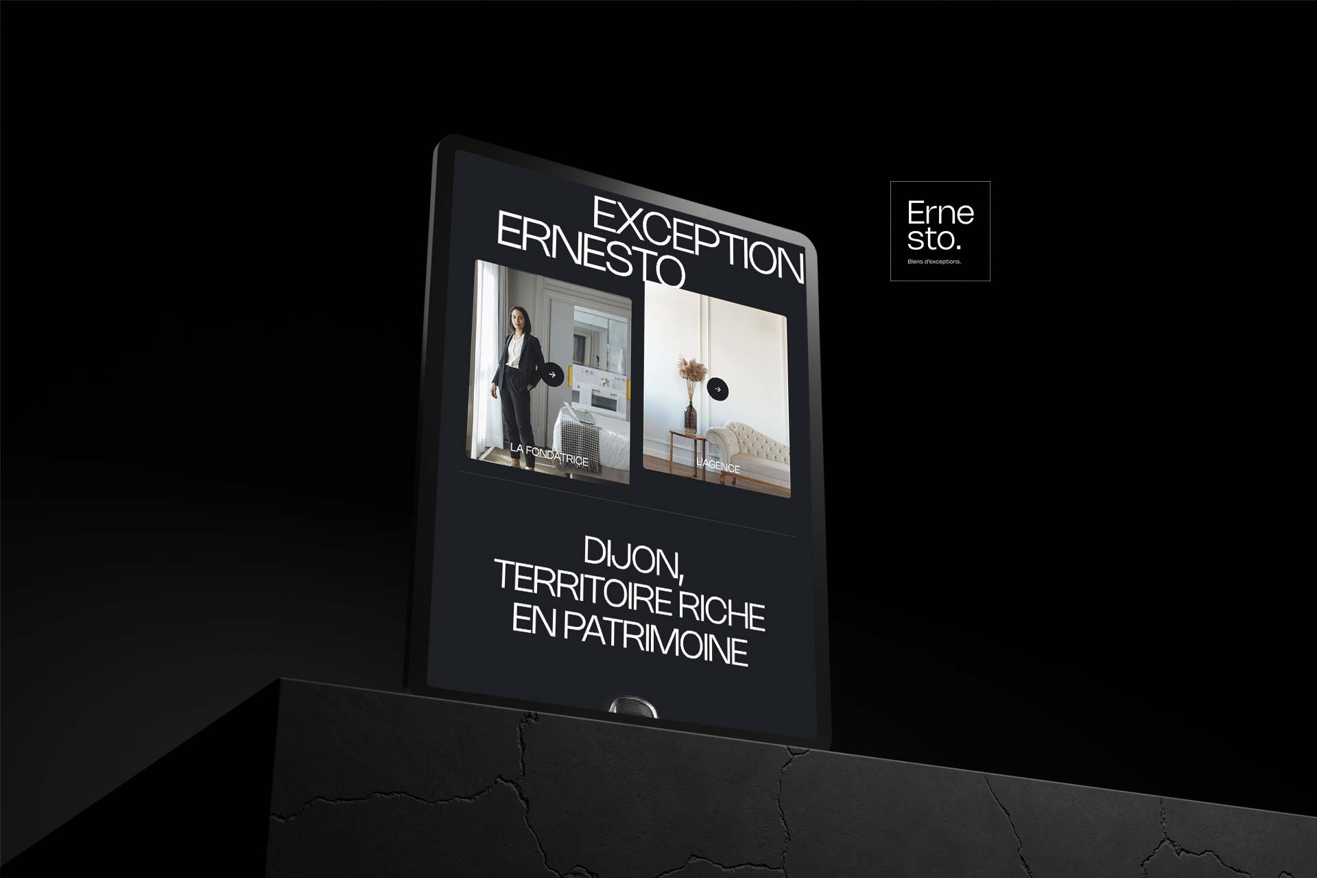 Création du branding, maquettage du webdesign et intégration du site internet d'Ernesto via le CMS Webflow