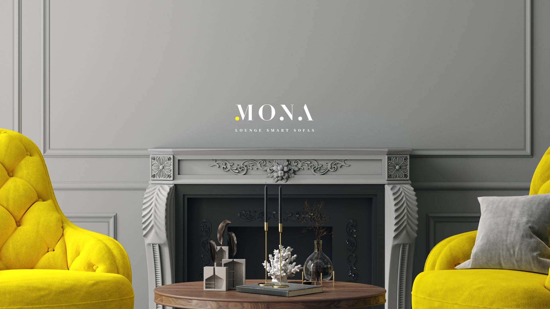 Création du logo et de l'identité visuelle de Mona Sofa. Mise en situation du logotype.