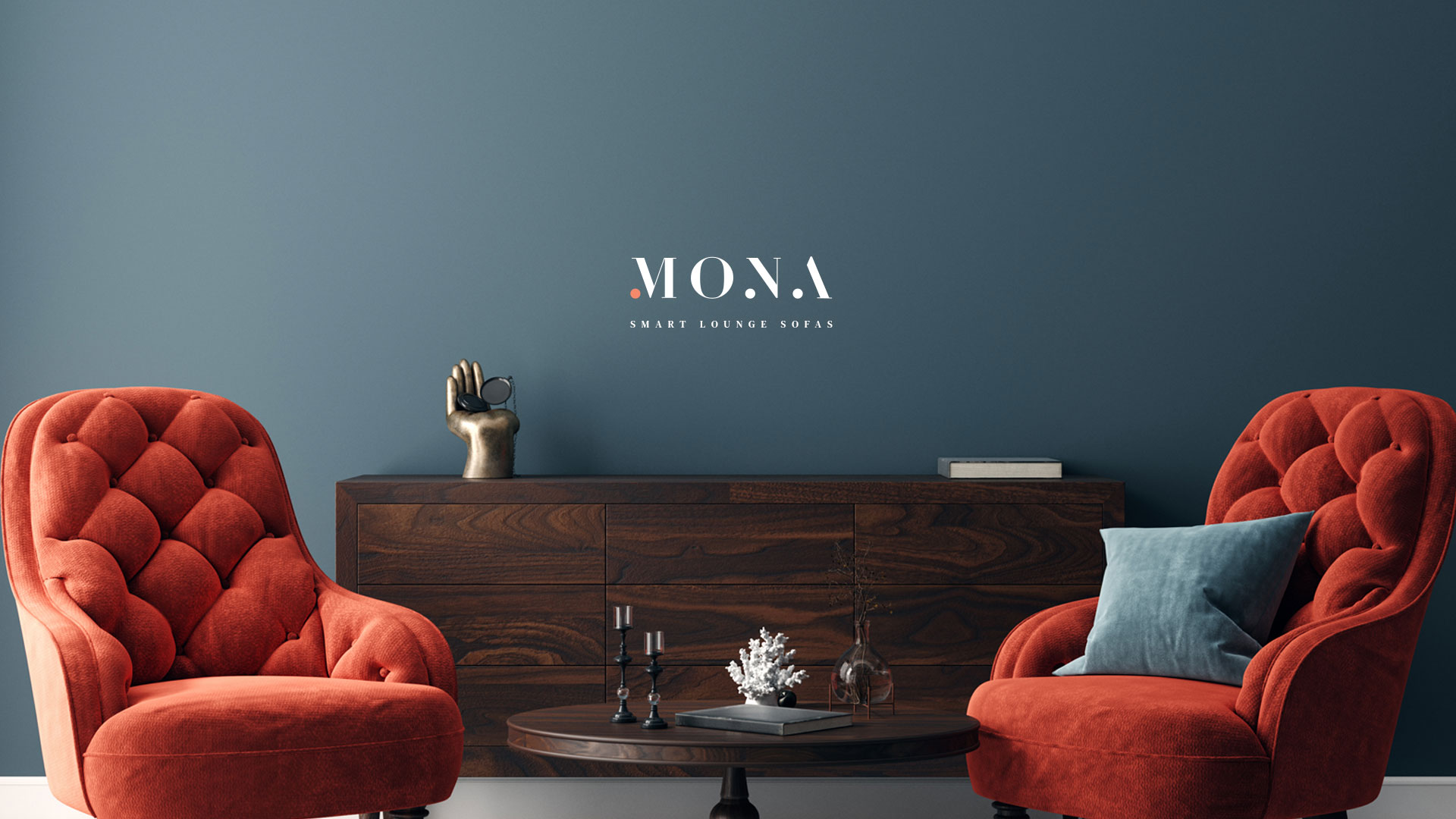 Mise en situation du branding Mona Sofa.